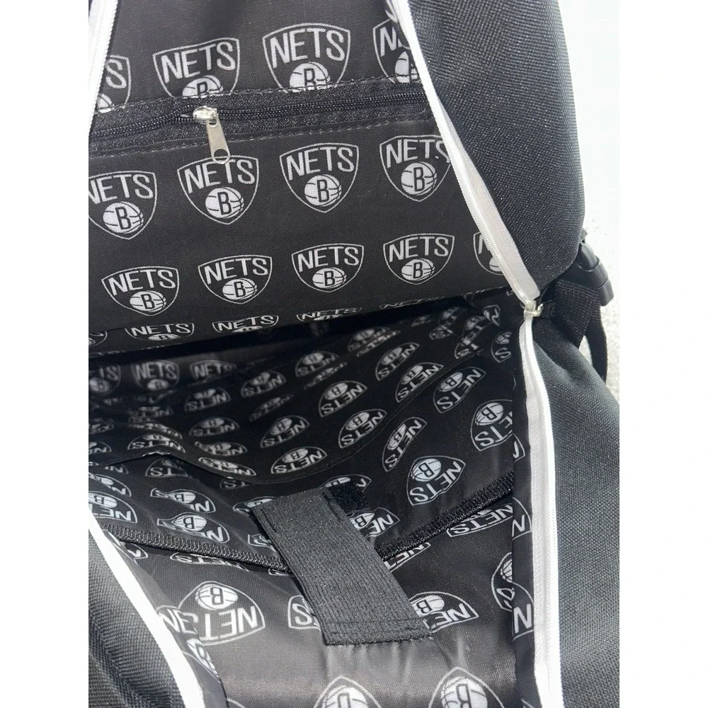 Brooklyn Nets NBA Backpack Men Black Laptop Zip Adjustable Travel Sporty Outdoor